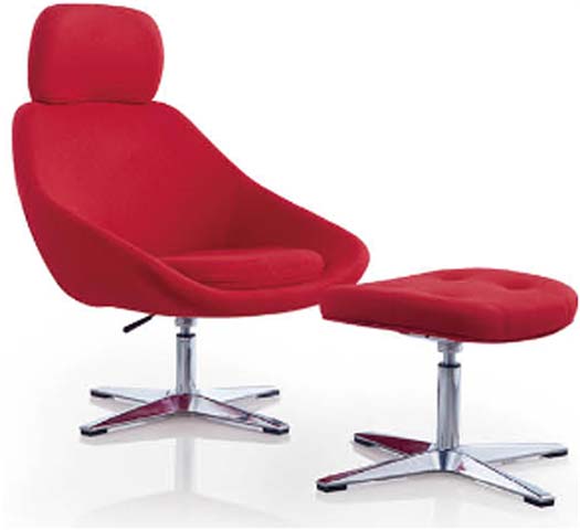 Red Upholstered Swivel Lounge Chair with Matching Ottoman LC-SW-RED-OT-01