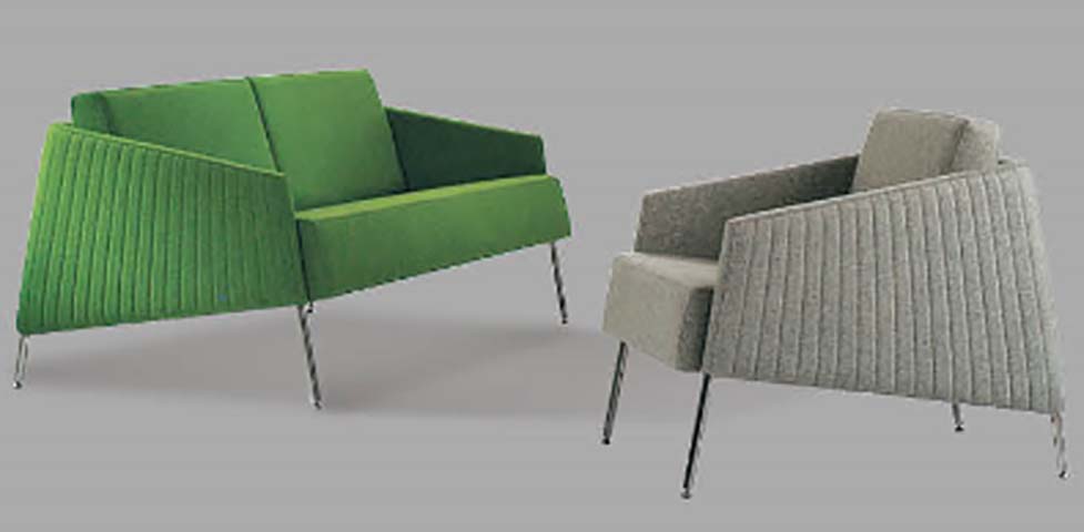 Upholstered Two-Seat Lounge Sofa with Pleated Outer Shell and Slim Metal Legs LSO-PLT-2S-1500