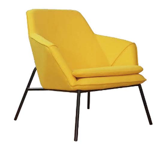 Yellow Upholstered Lounge Armchair with Black Metal Sled Legs LAC-YEL-740-780