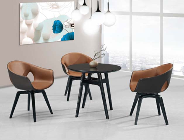 Round Dining Table with Three Upholstered Bucket Dining Chairs RD-900-BUCKET3