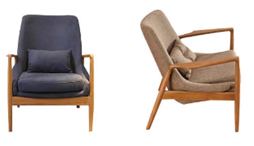 Mid-Century Upholstered Wooden Lounge Armchair LCH-FRAME-680W