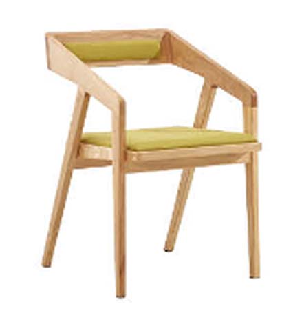 Angular Natural Wood Frame Upholstered Dining Armchair NWA-DC-0580-GRN