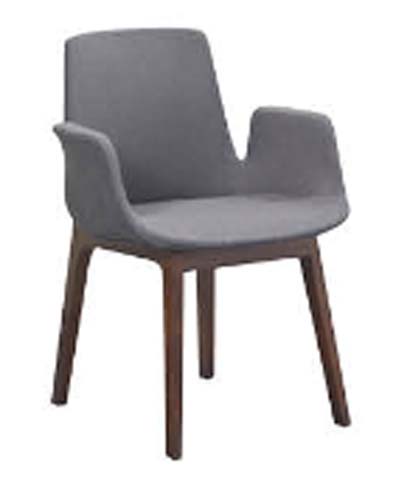 Upholstered Dining Armchair with Dark Wood Legs DC-ARM-GR-WD-4LEG