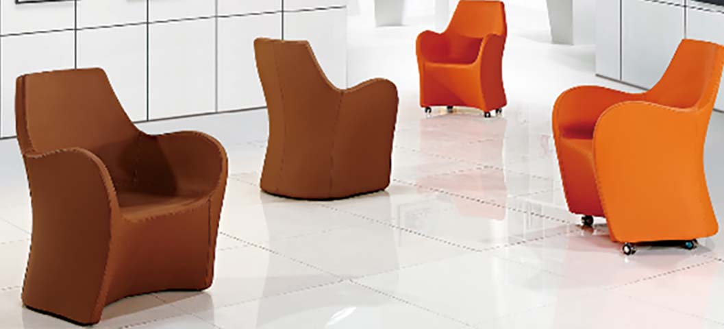 Upholstered Tub Lounge Armchair with Integrated Curved Shell and Optional Casters LUX-TUB-CASTER-760