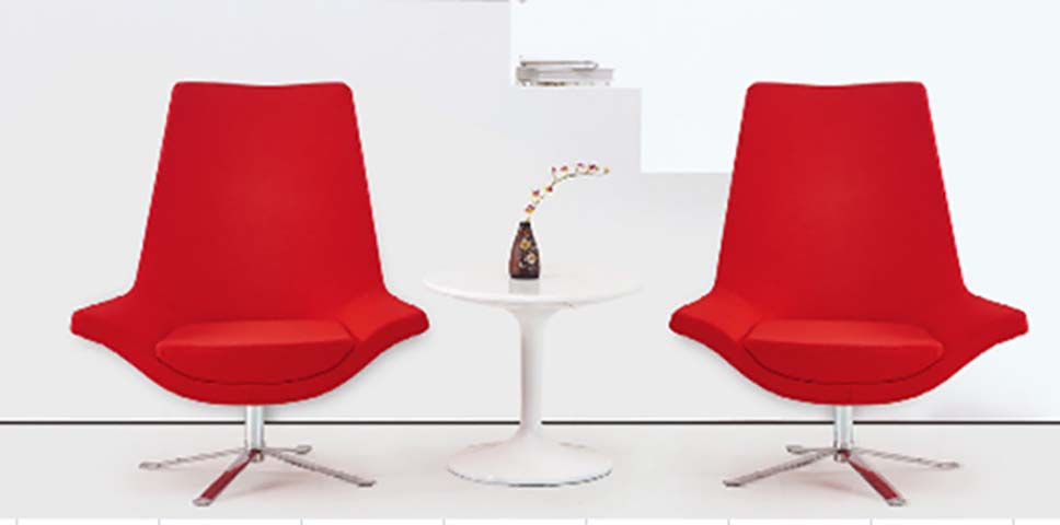 Red Upholstered Swivel Lounge Chair with Four-Star Base LCH-RED-4STAR-SWIVEL