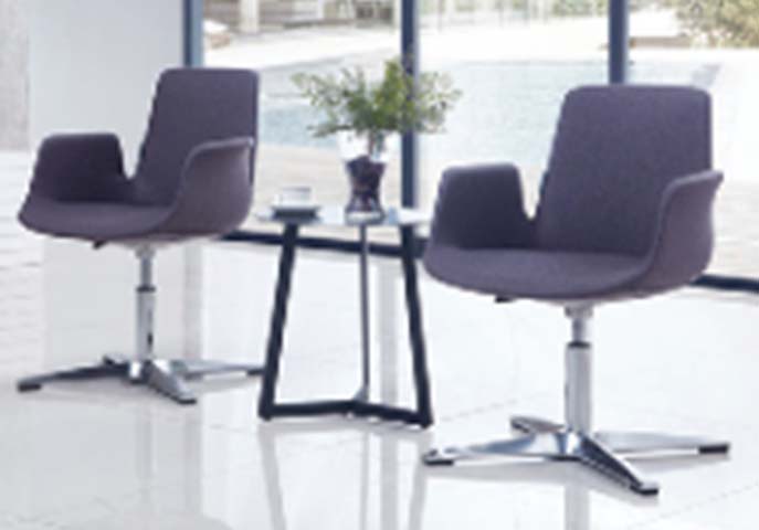 Height-Adjustable Upholstered Swivel Visitor Lounge Chair VL-CHR-GAS-4STAR-GRY