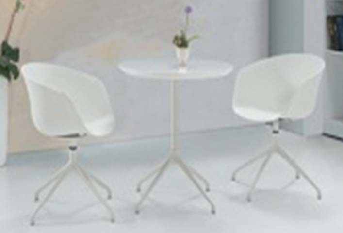 White Round Swivel Bistro Table and Two Armchairs Set BS-WH700-SW2