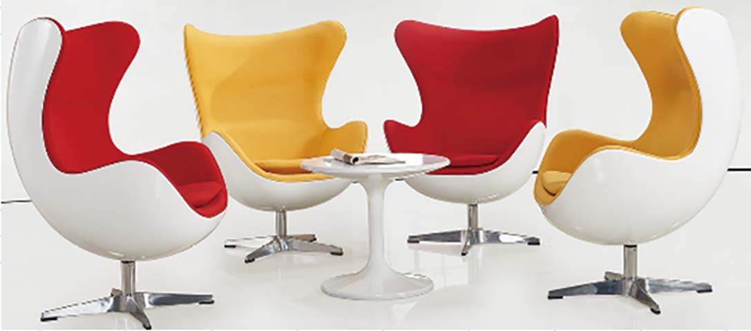 Egg Style High Back Swivel Lounge Chair with Upholstered Interior EGG-LG-760-WH
