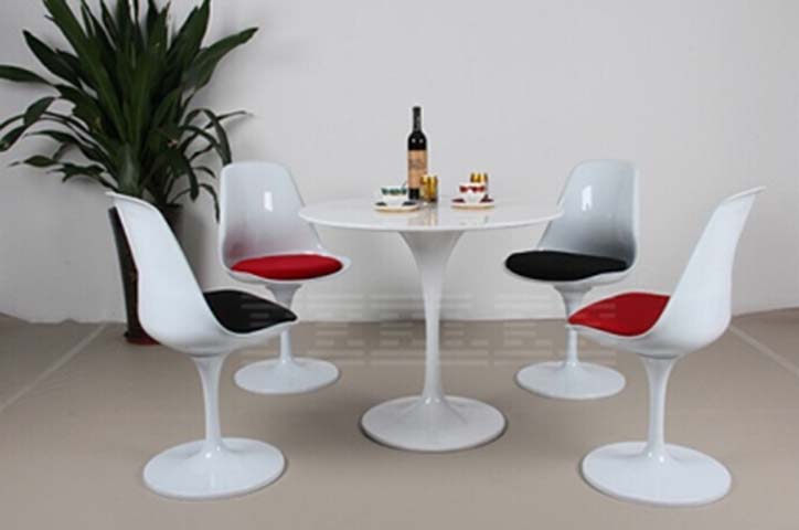 White Tulip Dining Table with Four Swivel Side Chairs TULIP-RD900-4CH