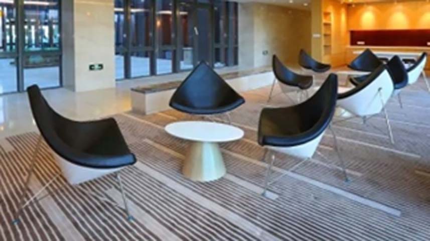 Black Shell Lounge Chair with White Outer Shell and Chrome Wire Base LC-CONCH-BK-WH-CR