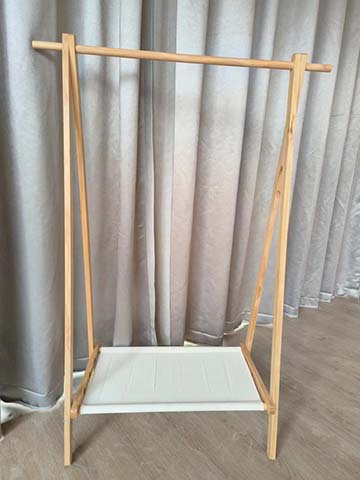 Freestanding Natural Wood Garment Rack with Lower Shelf CGR-FS-1500-NAT