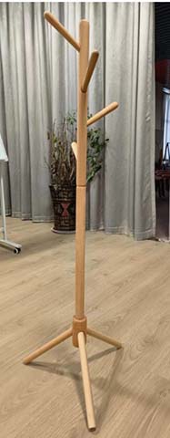 Freestanding Natural Wood Coat Rack with Tripod Base CR-TRIPOD-WOOD-1800