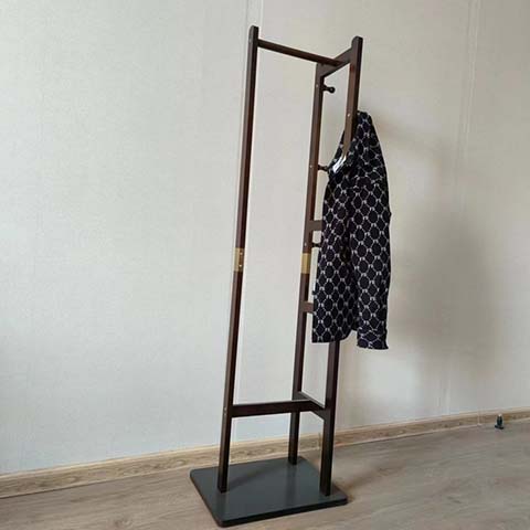 Freestanding Dark Wood Coat Rack with Square Base and Multi-Point Hanging Bars CR-FS-DW-1800-SB