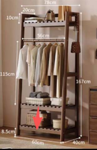 Open Wardrobe Clothing Rack with Shelves and Side Hooks OWR-7804001670-DW