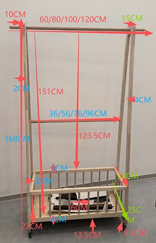 Mobile Open Garment Rack with Lower Slatted Storage Basket MGR-1200-1680-MBL