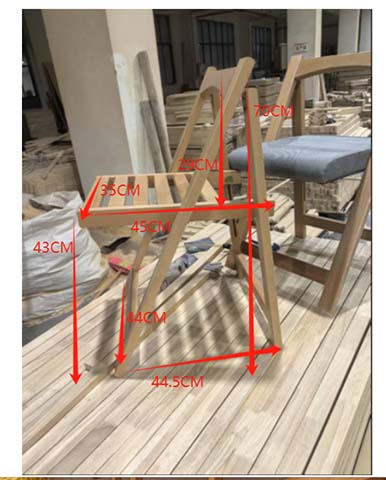 Solid Wood Folding Side Chair with Upholstered Seat FW-DC-450X445X700