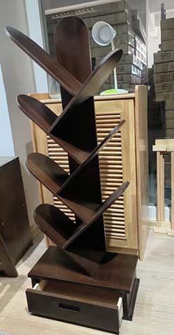 Dark Walnut-Look Tree-Shaped Display Bookshelf with Drawer TREE-BS-480D-1400