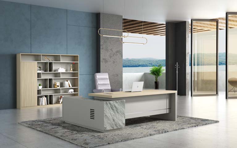 Contemporary Executive Office Desk with Left Side Storage Cabinet EXD-L2400-MOD-L