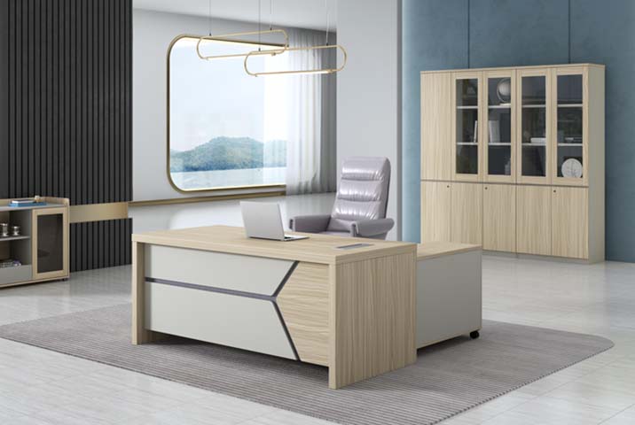 L-Shaped Executive Desk with Mobile Side Pedestal and Cable Port ED-L2200-MP