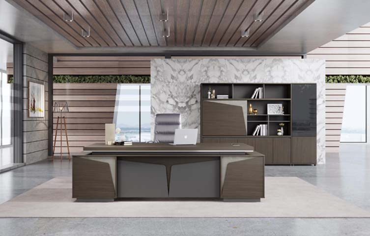 Contemporary L-Shaped Executive Desk with Storage Credenza EXD-L2800-WG