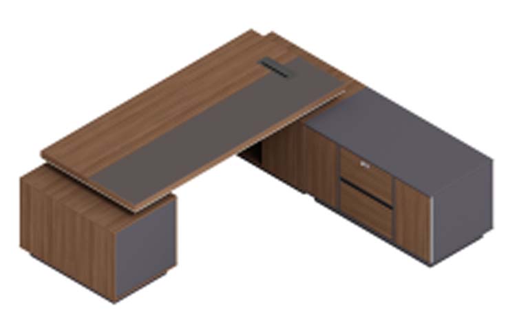 L-Shaped Executive Desk with Dual Storage Pedestals and Cable Port ED-L2400-WG-DP