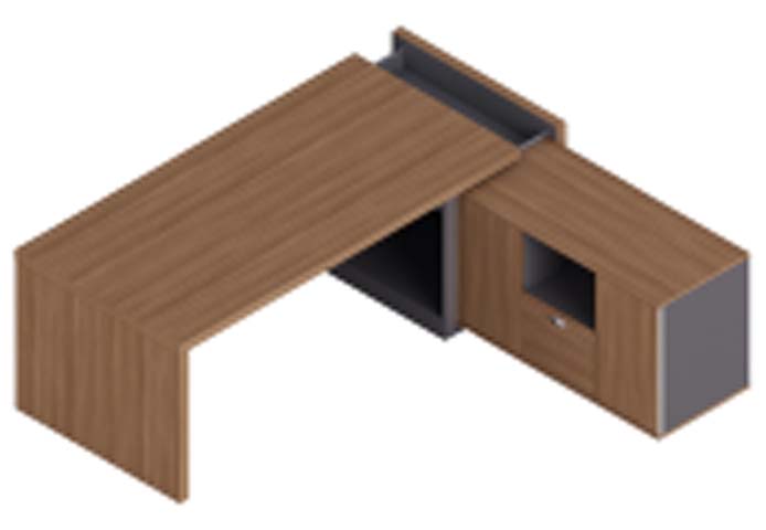 L-Shaped Executive Office Desk with Integrated Side Storage Cabinet ED-L2400-WC-01