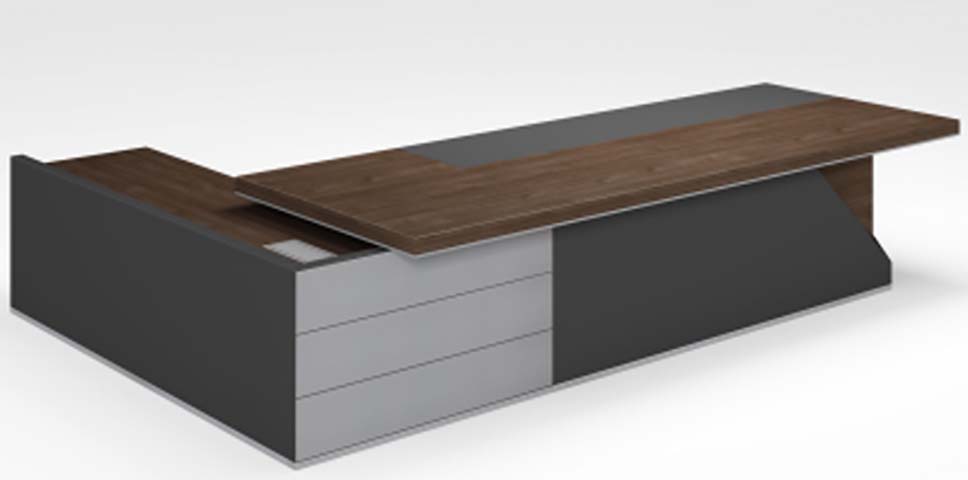 L-Shaped Executive Desk with Integrated Storage Credenza ED-L2400-WC