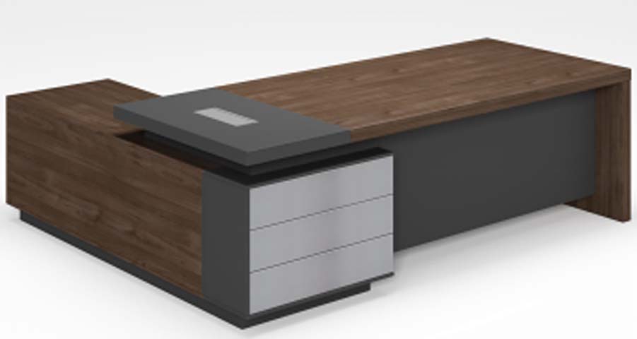 L-Shaped Executive Desk with Left Storage Return and Integrated Drawer Pedestal EXD-L2200-WG3