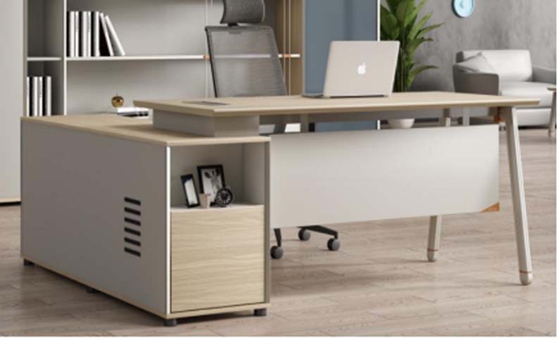 L-Shaped Executive Office Desk with Integrated Side Storage Pedestal ED-LS-1800-WG