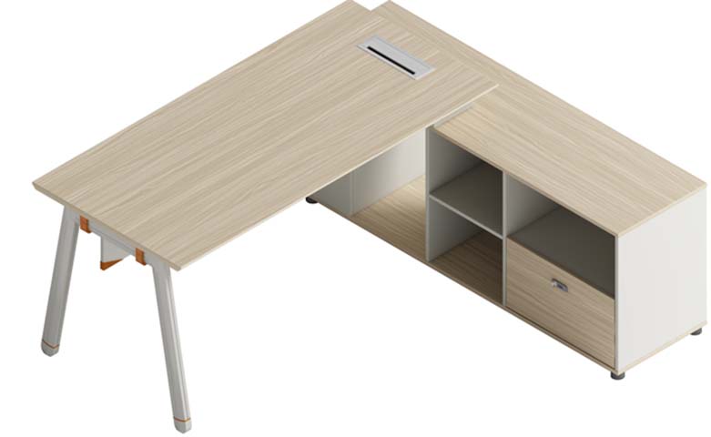 L-Shaped Executive Workstation Desk with Integrated Storage Pedestal EXEC-L-1800-CAB