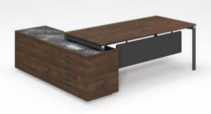 L-Shaped Executive Desk with Integrated Storage Credenza ED-L2200-WC-MB