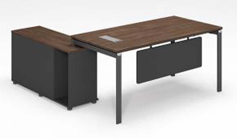 L-Shaped Executive Desk with Mobile Storage Pedestal and Cable Port ED-L1800-1600-MP