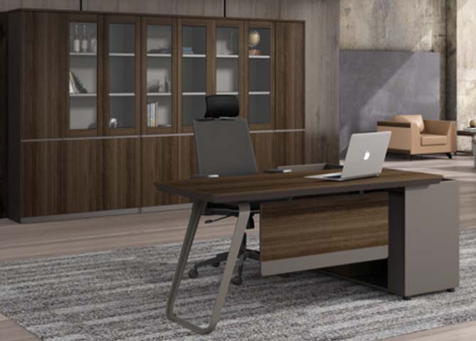 Contemporary Walnut and Grey Executive Office Desk EDK-WG-2200-EXEC