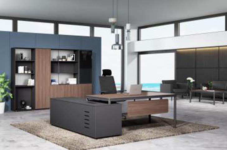 Executive Office Desk with Left Storage Pedestal and Back Storage Cabinet EDK-LP2200-750