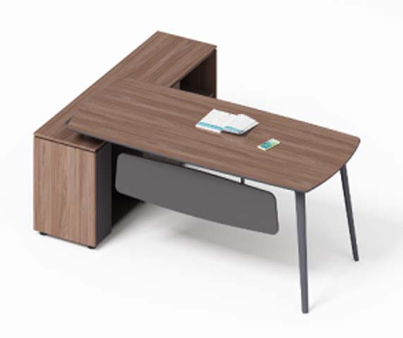 L-Shaped Executive Workstation with Integrated Side Storage Cabinet EXD-L2000-WG-S