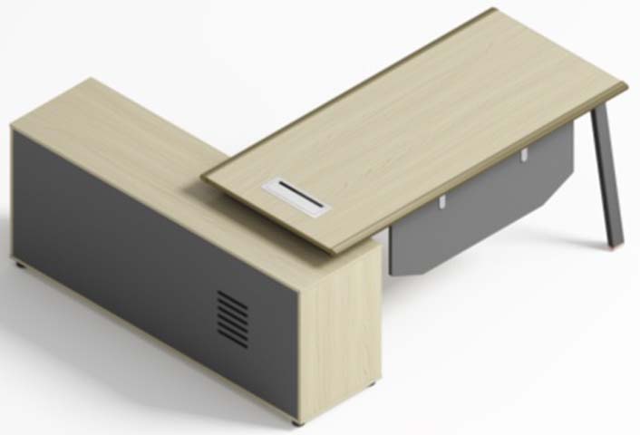 L-Shaped Executive Workstation with Integrated Storage Cabinet LSD-1400-EX-CAB