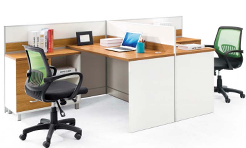Two-Person Modular Panel Workstation with Swivel Mesh Task Chairs WS-CUB-2P-2400-1200-1100