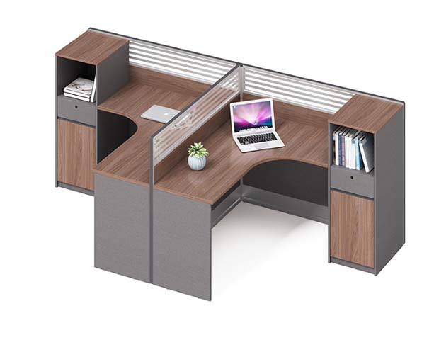 Two-Person 120-Degree Workstation with Partitions and Pedestals CW-2P-120-WS-2800