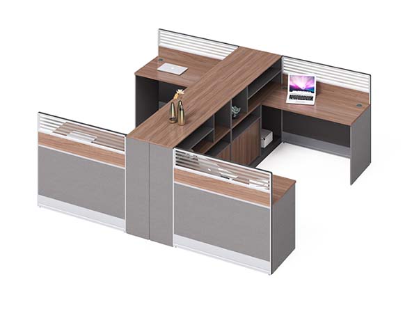 Four-Person Cross-Shaped Panel Workstation with Central Storage WS-CROSS4-3600