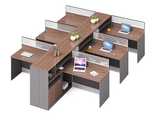Six-Person Face-to-Face Modular Office Workstation with Central Storage WS6-3600X2400-CS