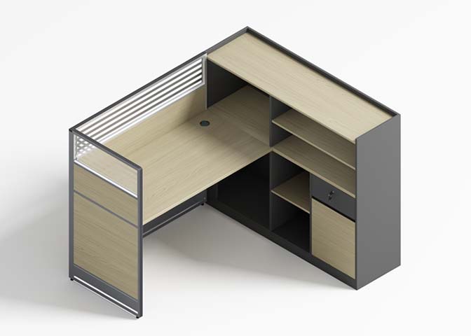 Panel-Based L-Shaped Workstation Desk with Integrated Storage Hutch WS-LSH-1400-1200-PANEL