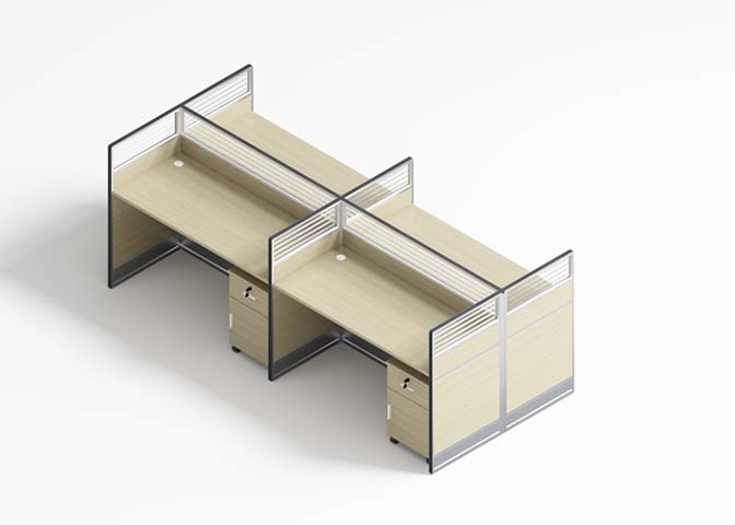 Four-Person Back-to-Back Panel Workstation with Mobile Pedestals WS-CR4-2400-1200-P700