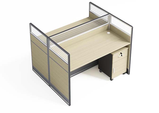 Two-Person Face-to-Face Partition Workstation with Mobile Pedestal WS-P2F-2400-MP