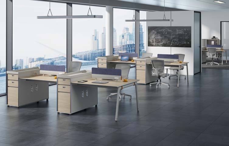 Four-Person Panel-Based Office Workstation with Pedestals WS-4P-1200X600-PED