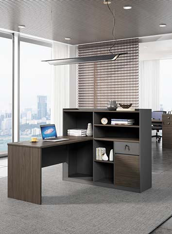 L-Shaped Executive Workstation with Integrated Hutch Storage ELS-WS-1800-H1600