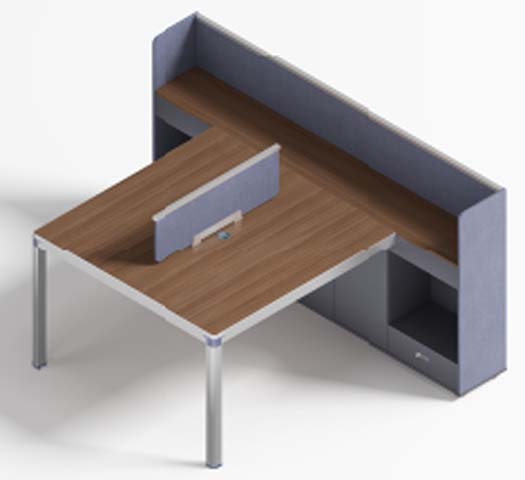 Two-Person Panel Screen Workstation with Side Storage WS-2P-SCR-L2400