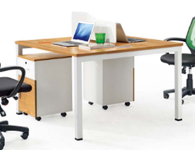 Four-Person Panel Workstation with Two Mobile Pedestals WS-4P-WO-2400x1200-MP