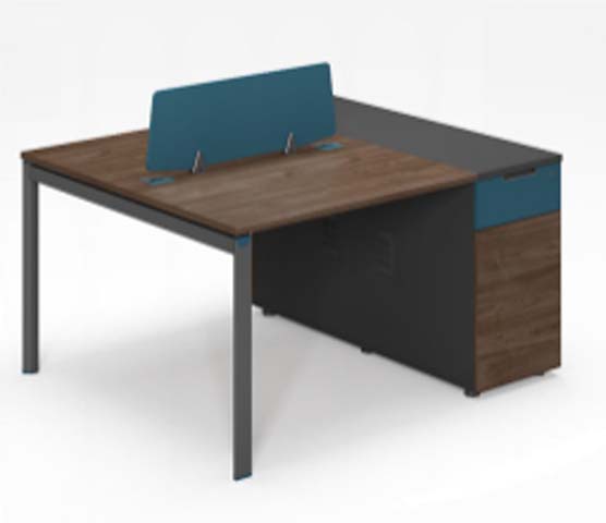 Two-Person Panel Leg Workstation with Screen Divider WS-2P-2400-METAL-PANEL