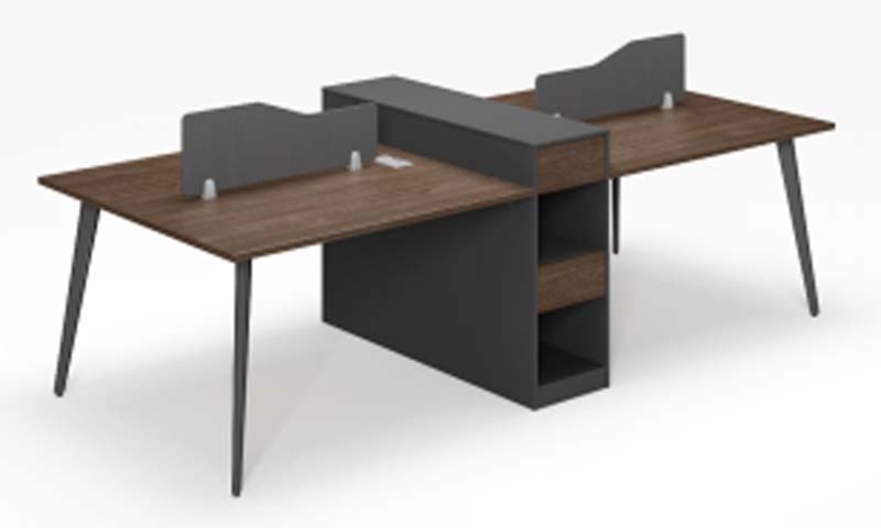 Four-Person Panel-Based Workstation with Central Storage and Divider Screens WS-4P-CAB-DIV-2800