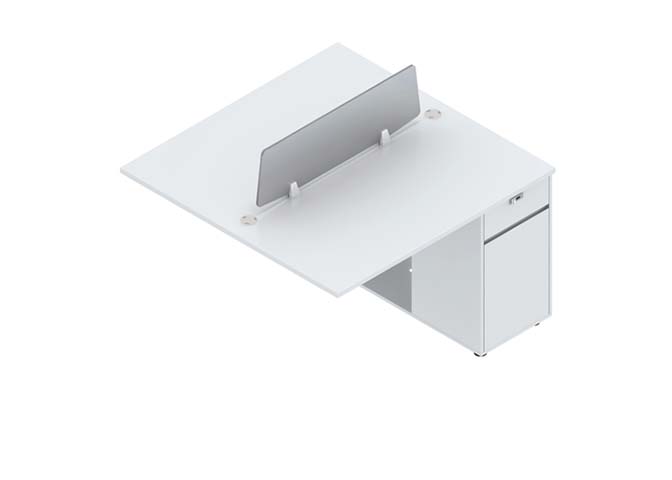 Two-Person Panel-End Workstation with Center Divider and Fixed Pedestal WS-2P-WHT-1200X1200-PED